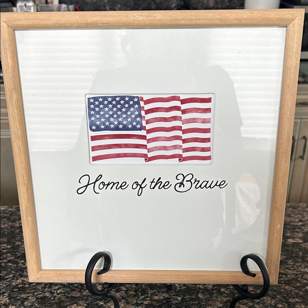 CELEBRATE IT FLAG WALL ART W WOODEN FRAME NWT